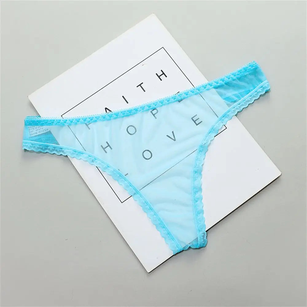 Gauze Low-Waist Ultrathin G String Female Perspective Thong Sheer Lace Underwear Women Lingerie Transparent Knickers