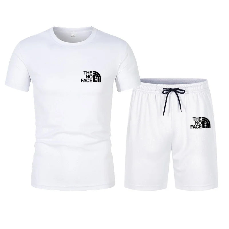 summer fashion trend casual sports two-piece set trendy men's short sleeved T-shirt+shorts set