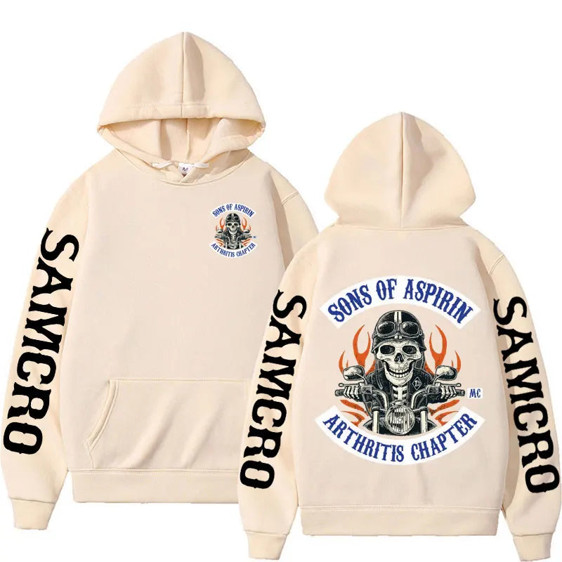 Motorcycle SoA - Sons of Aspirin - Funny Biker Hoodie Men's Fashion Casual Fleece Sweatshirt Unisex Harajuku Hip Hop Y2k Hoodies