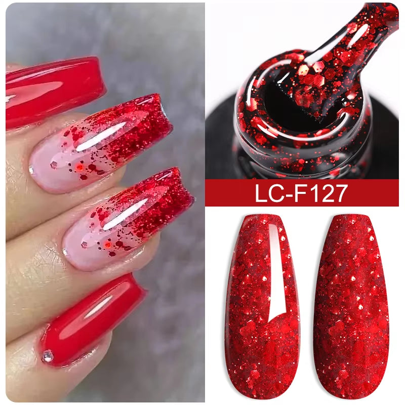 7ML Pink Glitter Nail Gel Polish Nude Natural Long Lasting Manicure Soak off UV LED Nail Art Base Top Coat Gel Varnish