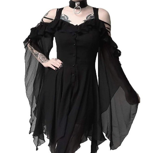 Irregular button dress