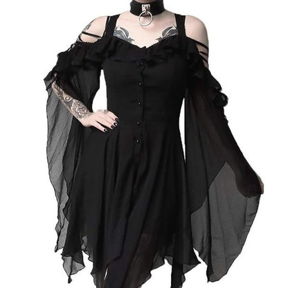 Irregular button dress