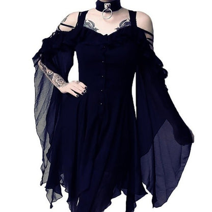 Irregular button dress