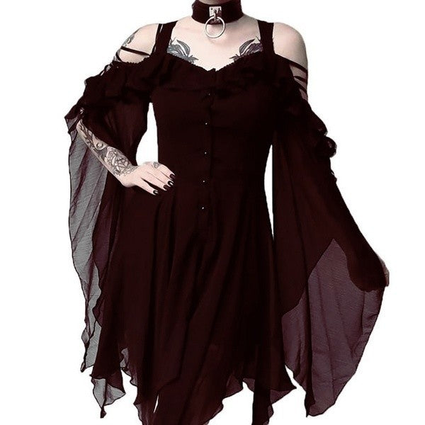 Irregular button dress