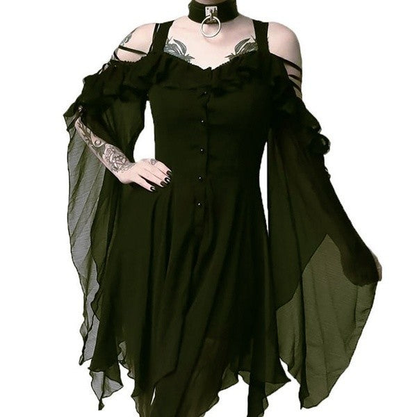 Irregular button dress