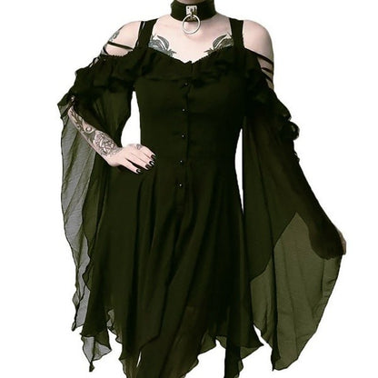 Irregular button dress
