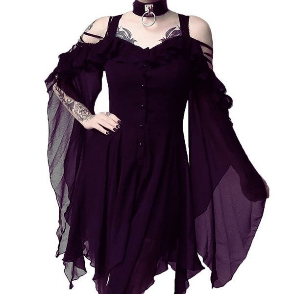 Irregular button dress
