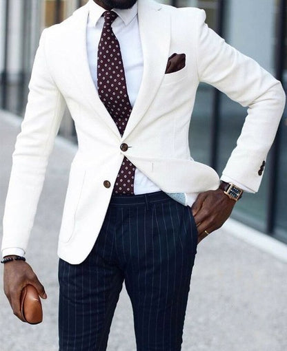 Business-Casual Printed Blazer With Double Buttons