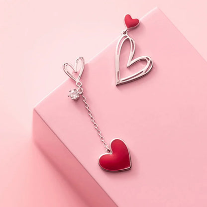 New Stylish Crystal Bow Knot Dangle Earrings For Women Lucky Red Color Heart Zircon Earring Girls Christmas New Year Jewelry