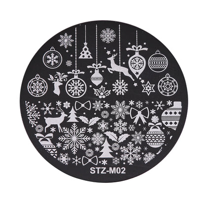 New Year Stamping Plates Snowflakes Santa Deer Snowman Nail Stencils Christmas Nail Art Decorations Stamping Molds FBSTZ-M01-10