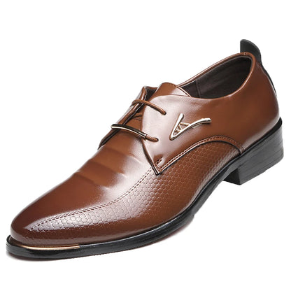 Mens Dress Shoes Fashion Pointed Toe Lace Up Men's Business Casual Shoes Brown Black Leather Oxfords Shoes Big Size 38-48