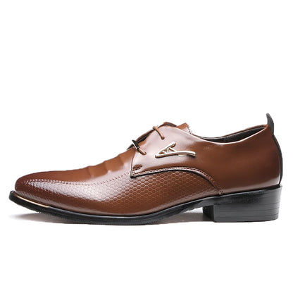 Mens Dress Shoes Fashion Pointed Toe Lace Up Men's Business Casual Shoes Brown Black Leather Oxfords Shoes Big Size 38-48