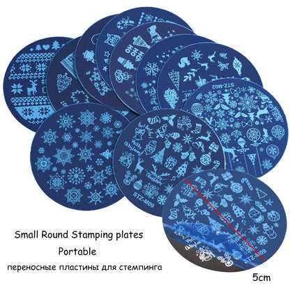 New Year Stamping Plates Snowflakes Santa Deer Snowman Nail Stencils Christmas Nail Art Decorations Stamping Molds FBSTZ-M01-10