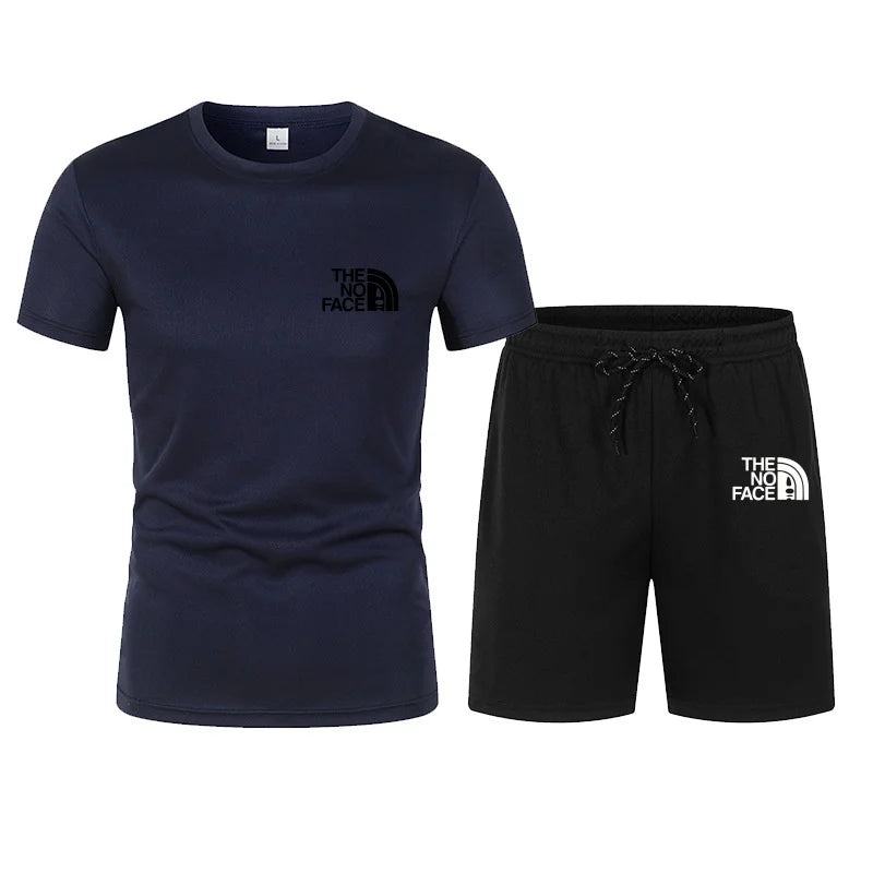 summer fashion trend casual sports two-piece set trendy men's short sleeved T-shirt+shorts set