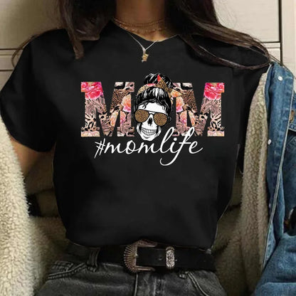 Leopard Print Simple Round Neck Lovely Woman Harajuku Graphic T Shirts Tops Summer Fashion Harajuku Sleeve Aesthetic Clothes
