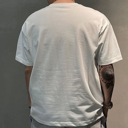 2023 Summer Casual All-match Trend Korean Fashion Short Sleeve Round Neck Solid Color Letter Printed Loose Fashion Youth T-shirt