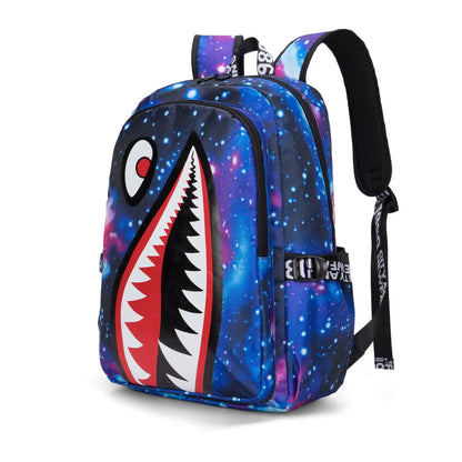 Black White School Satchel Unisex Casual Daypack Lightweight Women Back Bag Designer Shark School Bag Teenage Girls Boys College