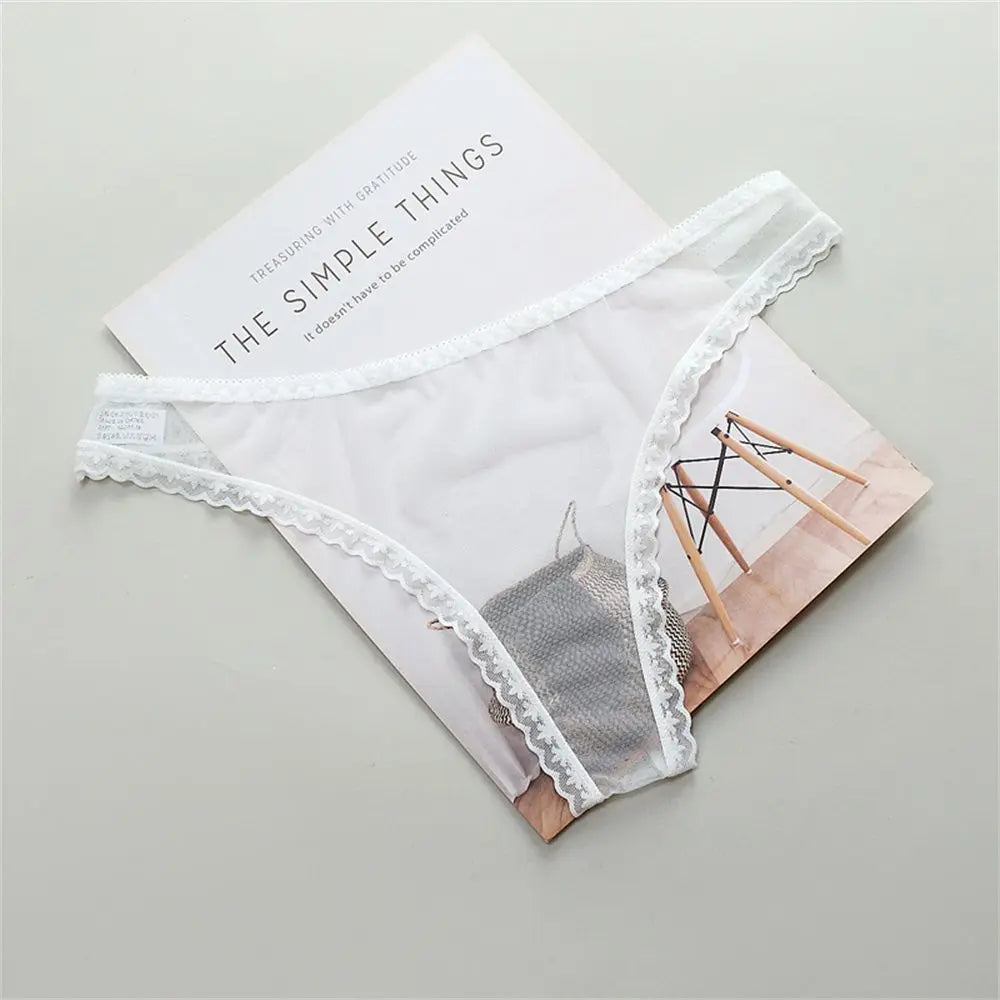 Gauze Low-Waist Ultrathin G String Female Perspective Thong Sheer Lace Underwear Women Lingerie Transparent Knickers