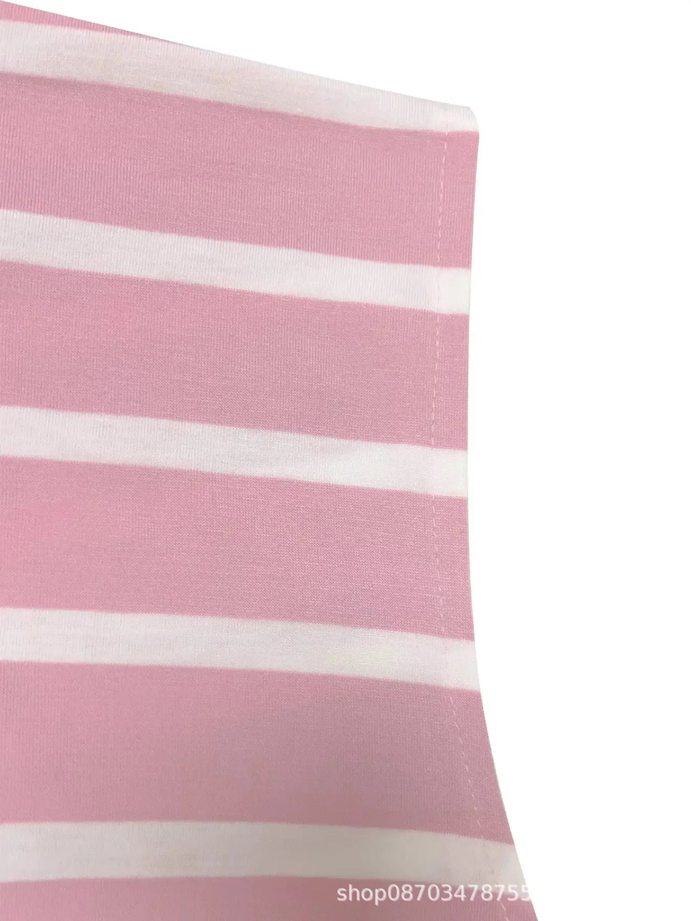 Summer New Long Dress Elegant Waist Strap Fashionable Striped Print Round Neck Short Sleeved High-end Women's Dress