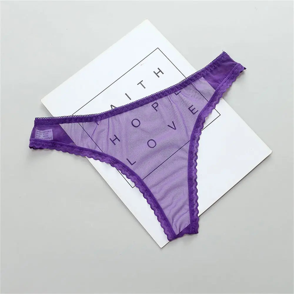 Gauze Low-Waist Ultrathin G String Female Perspective Thong Sheer Lace Underwear Women Lingerie Transparent Knickers