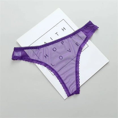 Gauze Low-Waist Ultrathin G String Female Perspective Thong Sheer Lace Underwear Women Lingerie Transparent Knickers
