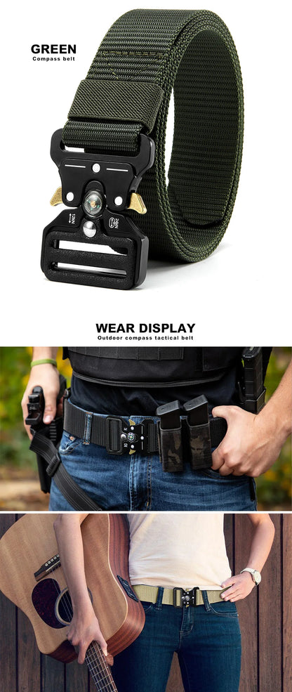 Men's Belt Outdoor Multi Function Compass Belt High Quality Canvas For Nylon Male Luxury Belts Women's Sports Jeans Neutral Belt
