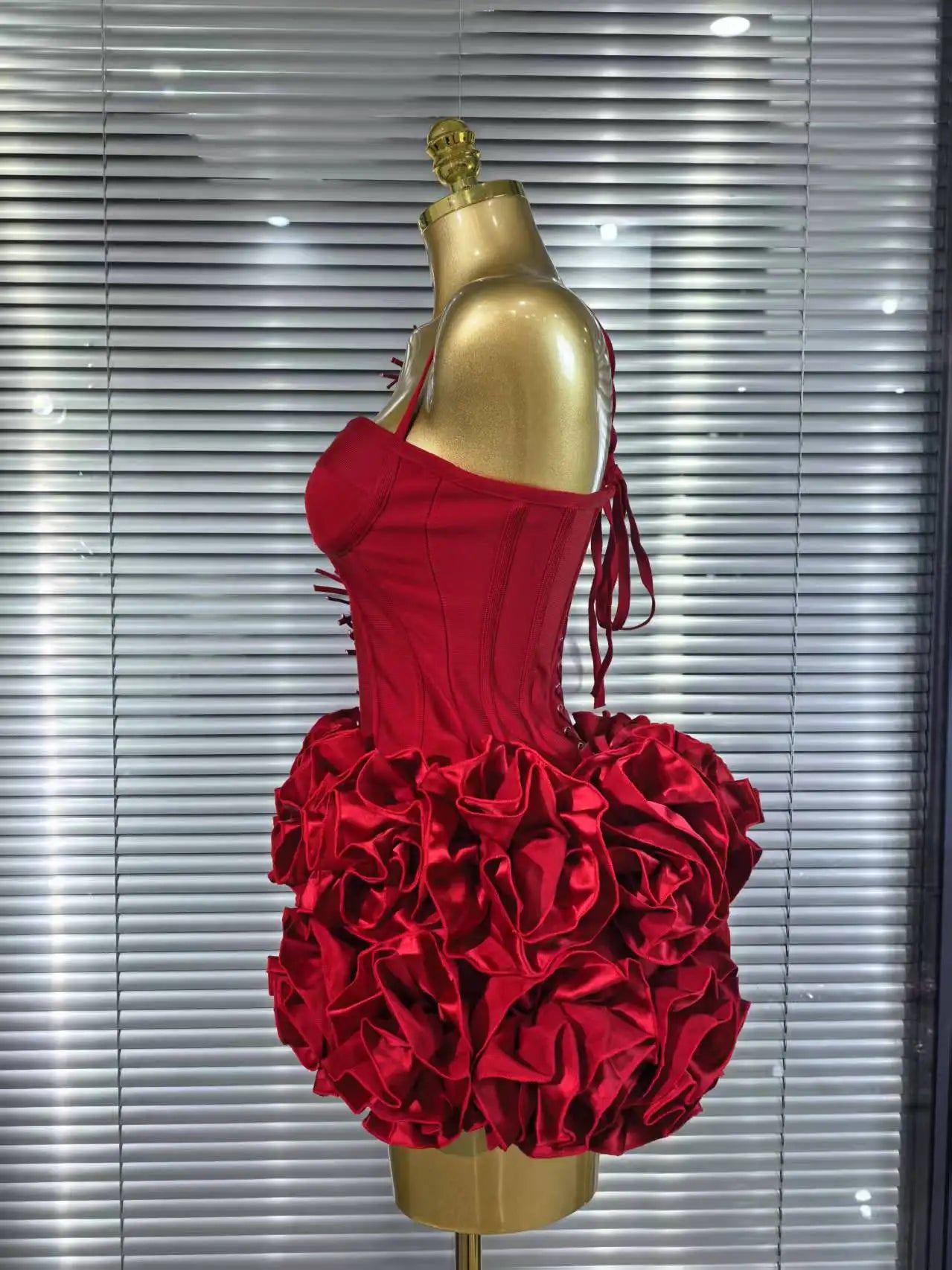 Red Black Women Sexy Halter Full Florals 2 Pieces Bodycon Mini Bandage Dress Celebrate Nightclub Party Birthday Outfit