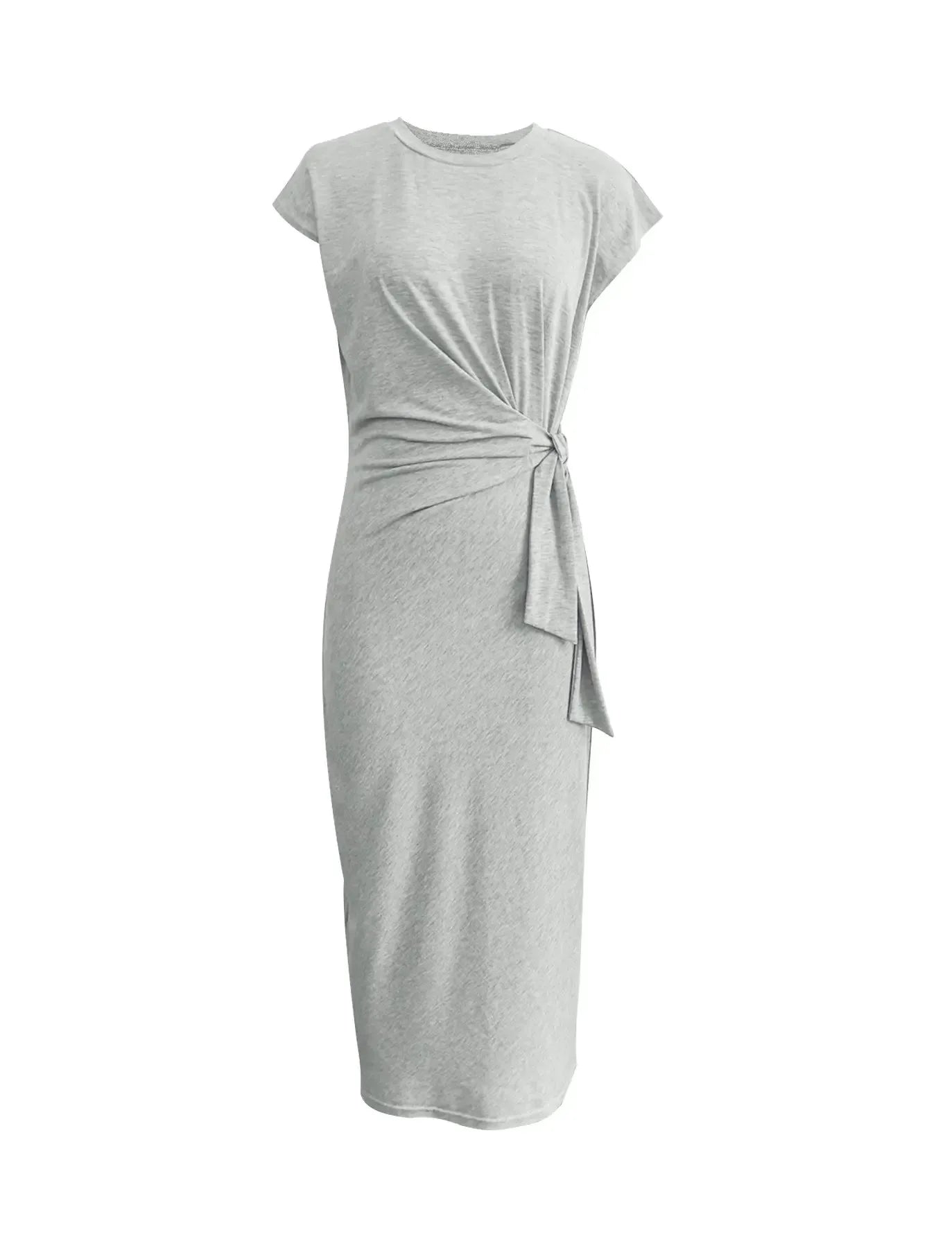 Summer New Long Dress Elegant Waist Strap Fashionable Striped Print Round Neck Short Sleeved High-end Women's Dress