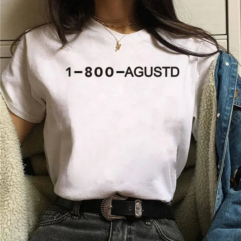 New Russian Alphabet Print Women's T-shirt, Simple Harajuku Style 90s Design, Women's Summer T-shirt Top, T-shirt Clothing.Y2K