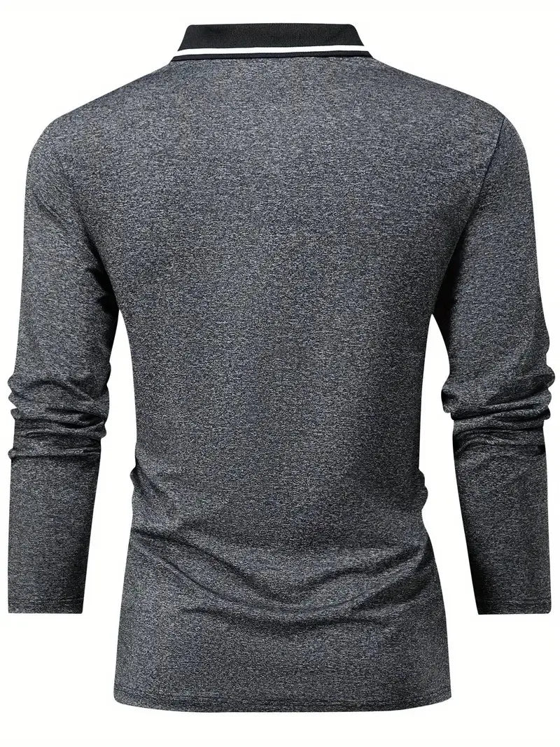 The new men's long-sleeved POLO shirt for Spring and Autumn 2025 featuring street fashion and comfort with 3D letter printing