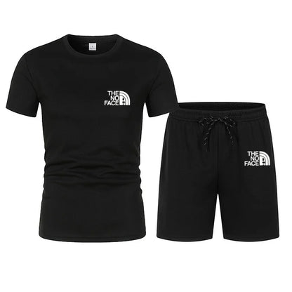 summer fashion trend casual sports two-piece set trendy men's short sleeved T-shirt+shorts set