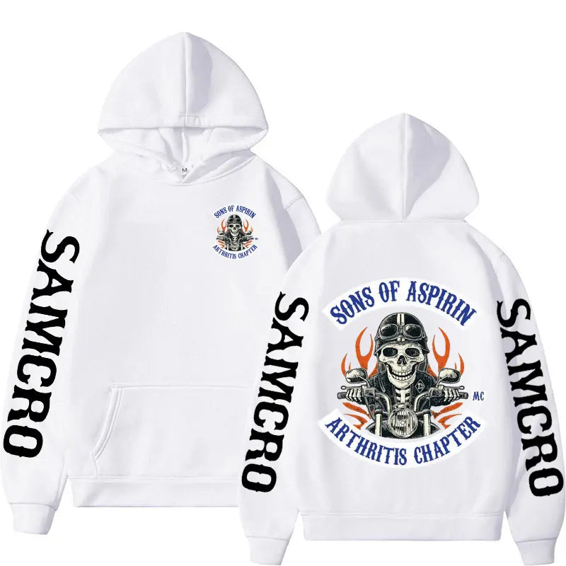 Motorcycle SoA - Sons of Aspirin - Funny Biker Hoodie Men's Fashion Casual Fleece Sweatshirt Unisex Harajuku Hip Hop Y2k Hoodies
