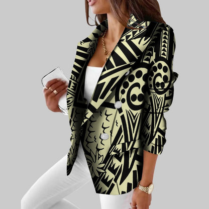 Polynesian Vintage Suit Casual Daily Women'S Suit Coat Slim Fit Temperament Tribal Style Customized Suit Pattern Wedding Host
