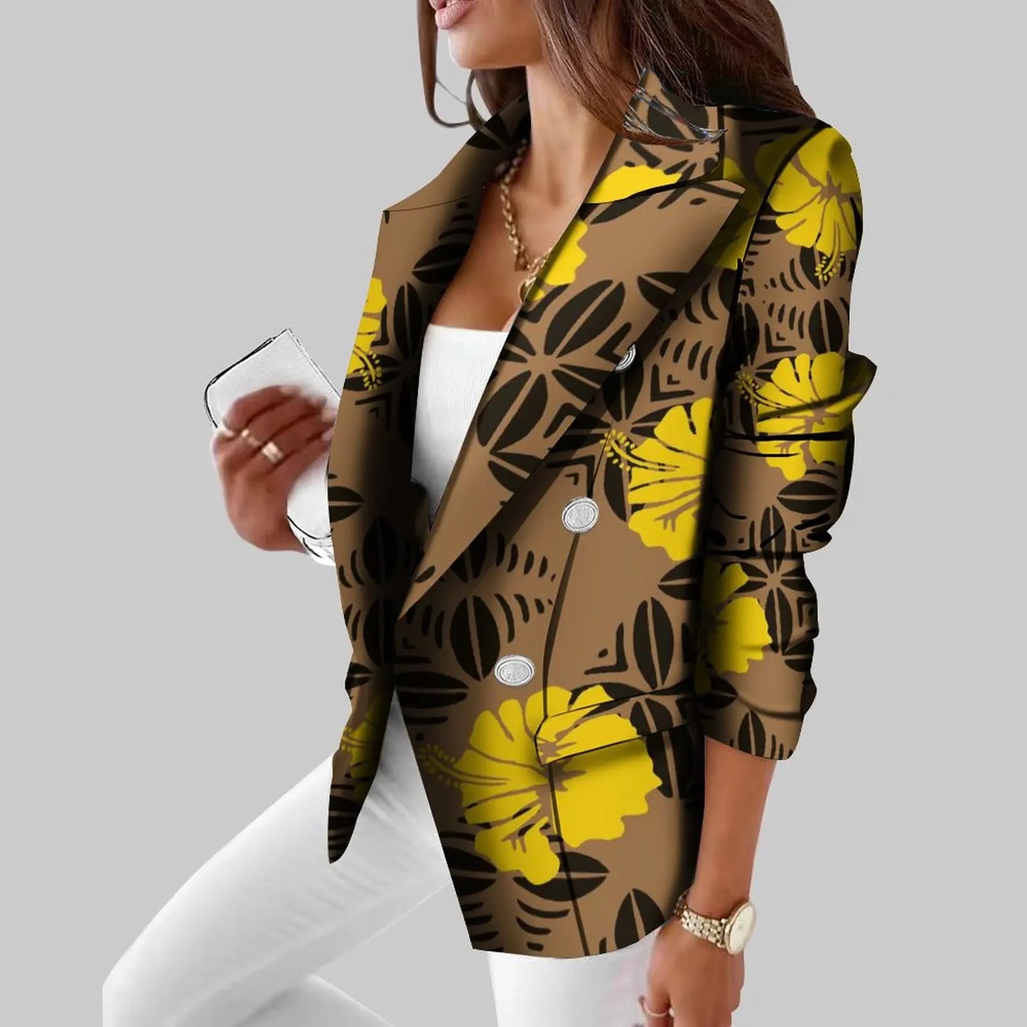 Polynesian Vintage Suit Casual Daily Women'S Suit Coat Slim Fit Temperament Tribal Style Customized Suit Pattern Wedding Host
