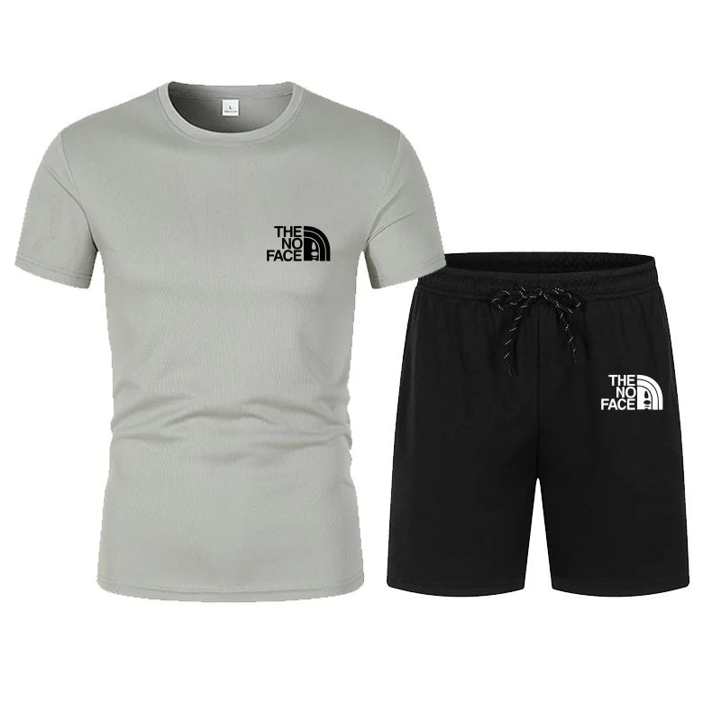 summer fashion trend casual sports two-piece set trendy men's short sleeved T-shirt+shorts set