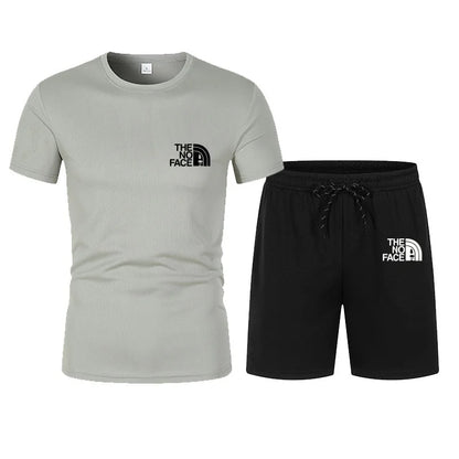 summer fashion trend casual sports two-piece set trendy men's short sleeved T-shirt+shorts set