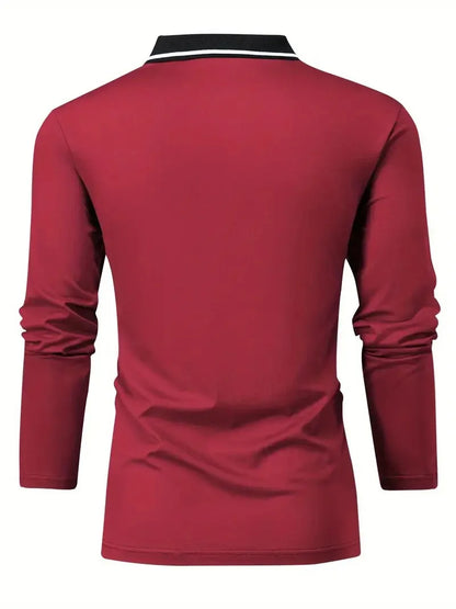 The new men's long-sleeved POLO shirt for Spring and Autumn 2025 featuring street fashion and comfort with 3D letter printing