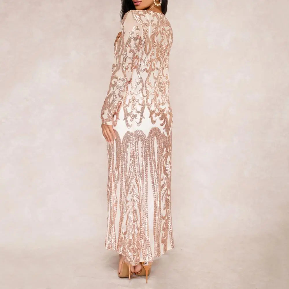 Women's Long Coat Sexy Sequin Perspective Long Sleeve Maxi Coat Gown Cardigan Vintage Evening Party Open Blouse кардиган женский