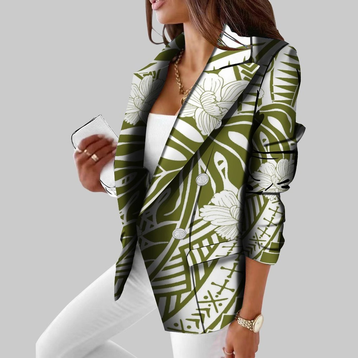 Polynesian Vintage Suit Casual Daily Women'S Suit Coat Slim Fit Temperament Tribal Style Customized Suit Pattern Wedding Host