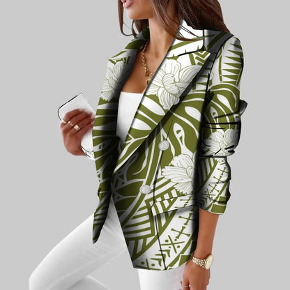 Polynesian Vintage Suit Casual Daily Women'S Suit Coat Slim Fit Temperament Tribal Style Customized Suit Pattern Wedding Host