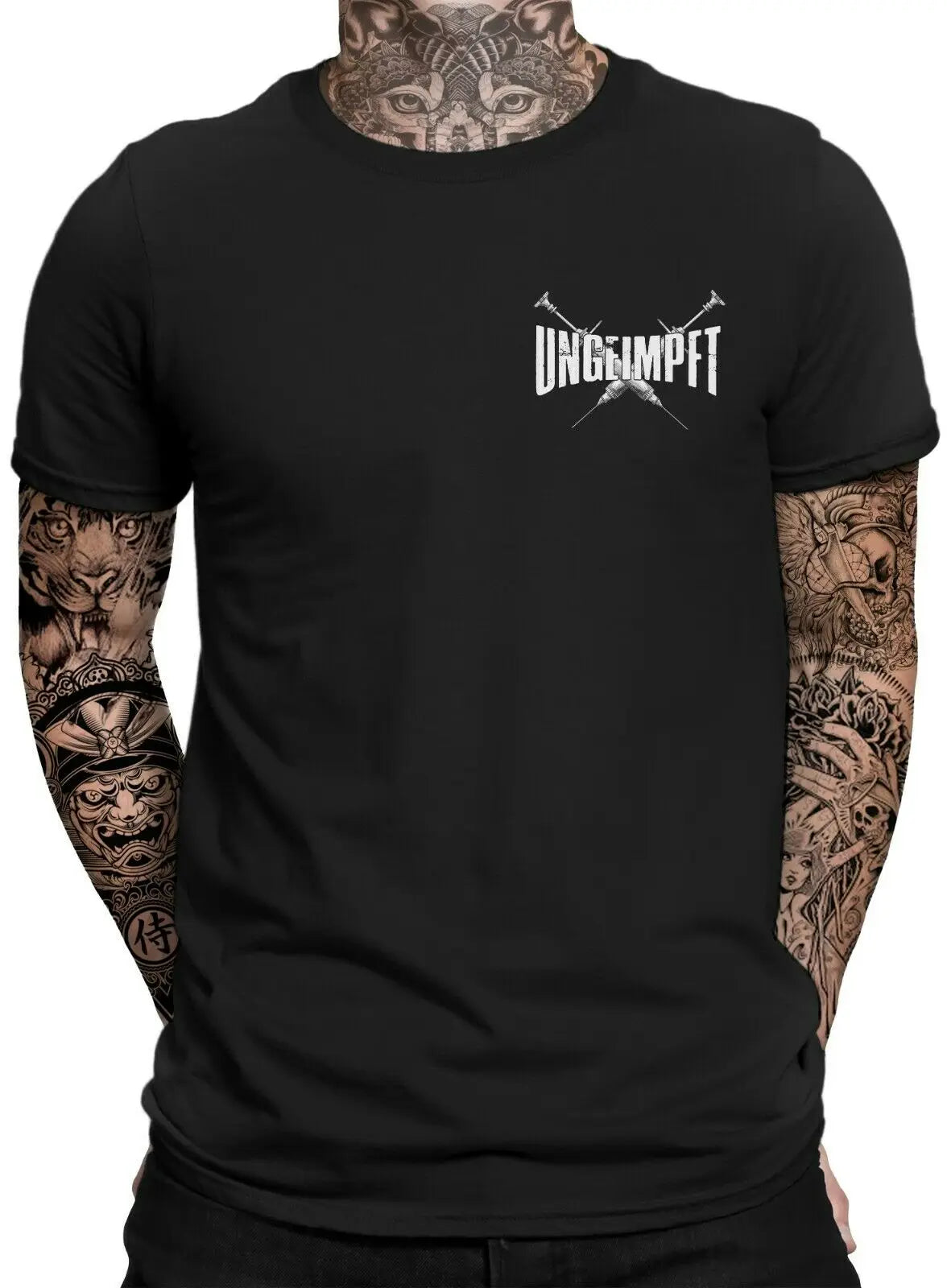 UNGEIMPFT Abschaum Der Gesellschaft Tshirt | Impfgegner | 2 sides Printed Men's 100% Cotton Casual T-shirts Loose Top Size S-3XL