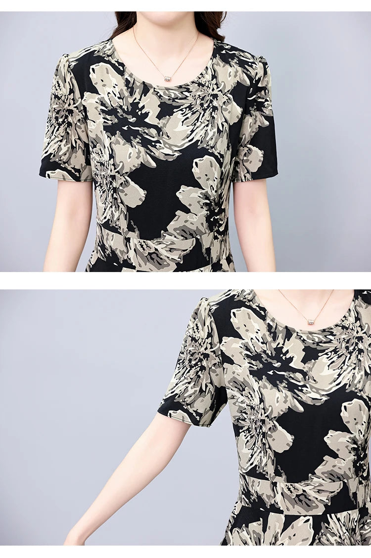2024 Summer Floral Casual Long Sundress Women Elegant Bodycon Party Chic Prom Night Dresses Fashion Vintage Black Luxury Clothes
