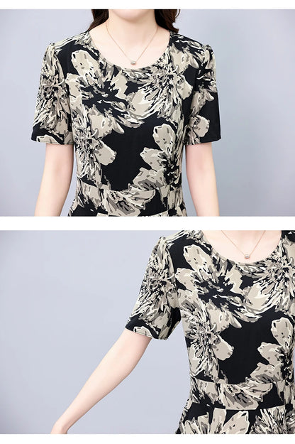 2024 Summer Floral Casual Long Sundress Women Elegant Bodycon Party Chic Prom Night Dresses Fashion Vintage Black Luxury Clothes