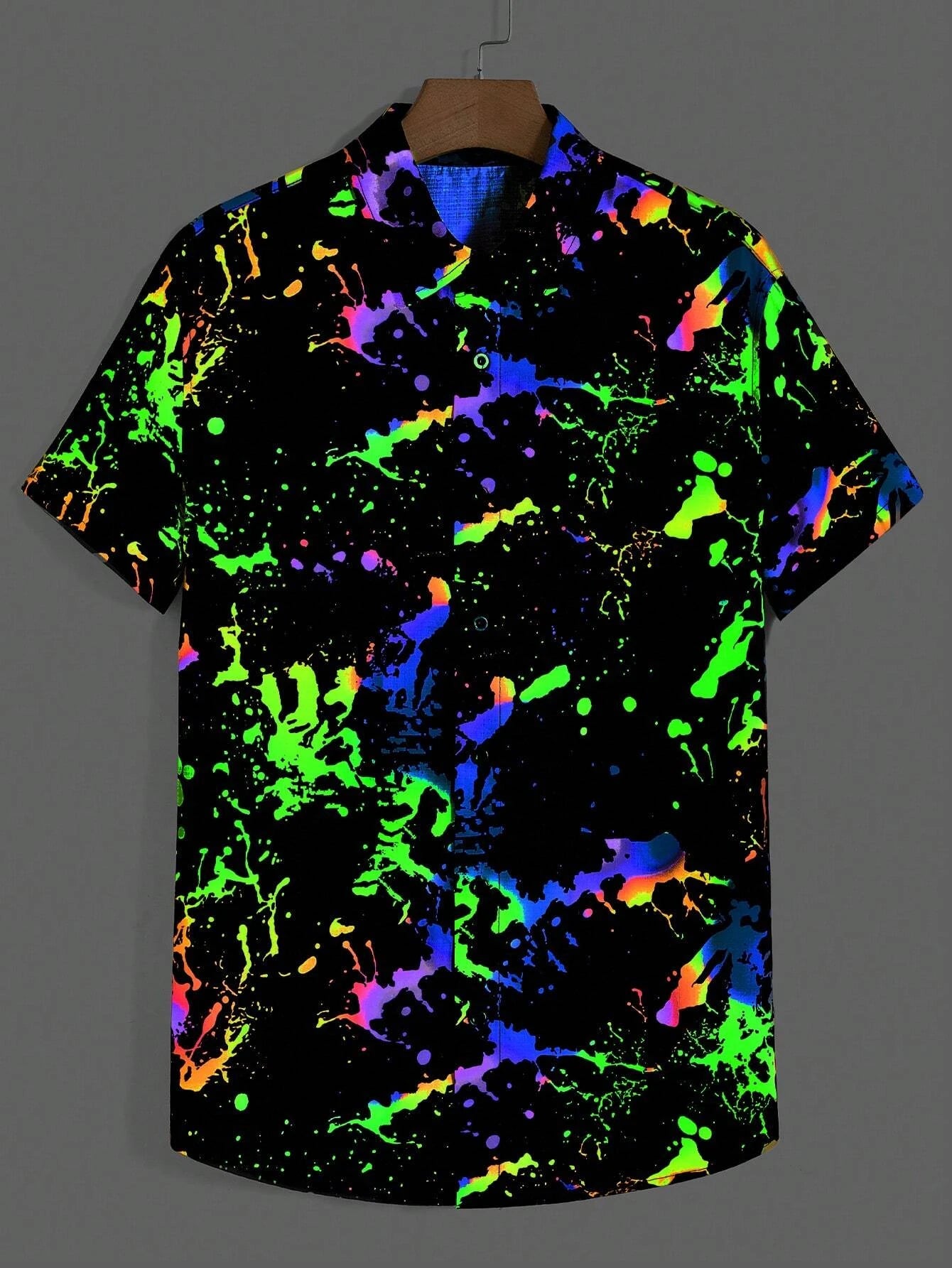 Art Dragon Fashion Print Men's Short Sleeve Shirts Casual Women's Button Up Short Sleeve Tops