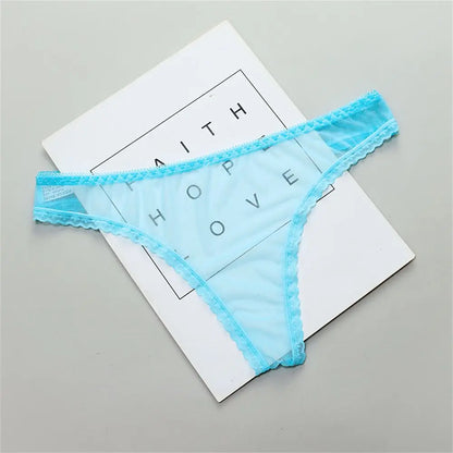 Gauze Low-Waist Ultrathin G String Female Perspective Thong Sheer Lace Underwear Women Lingerie Transparent Knickers