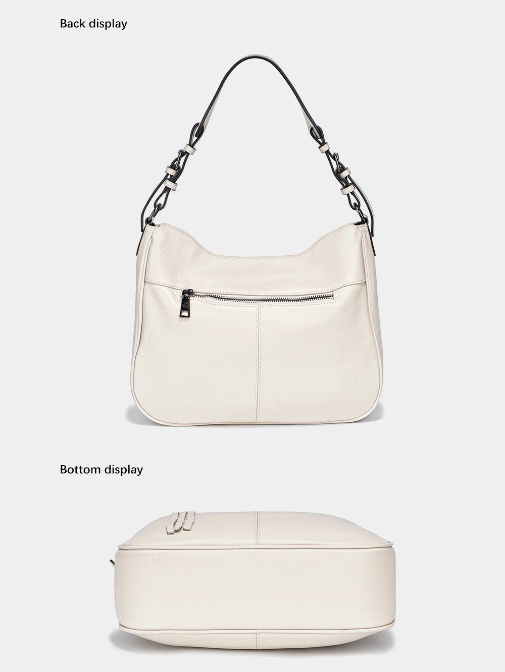 Zency Genuine Leather Hobo Bag Women Simple Classic Casual Handbag Shoulder Tote Soft Crossbody Large Pockets Tassel Bags