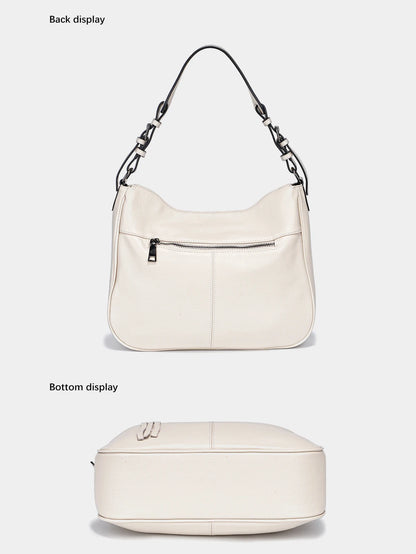 Zency Genuine Leather Hobo Bag Women Simple Classic Casual Handbag Shoulder Tote Soft Crossbody Large Pockets Tassel Bags