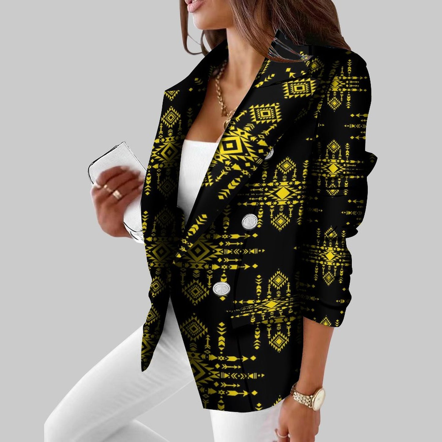 Polynesian Vintage Suit Casual Daily Women'S Suit Coat Slim Fit Temperament Tribal Style Customized Suit Pattern Wedding Host