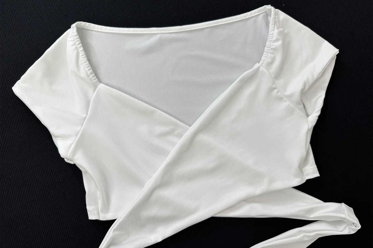 Summer Women's Sexy V Neck T-Shirt High Waisted Push Up Crop Top Stretchy Blend Daily Club Outfit Beach Elegant Curvy Fit Tee