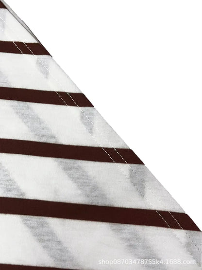 Summer New Long Dress Elegant Waist Strap Fashionable Striped Print Round Neck Short Sleeved High-end Women's Dress
